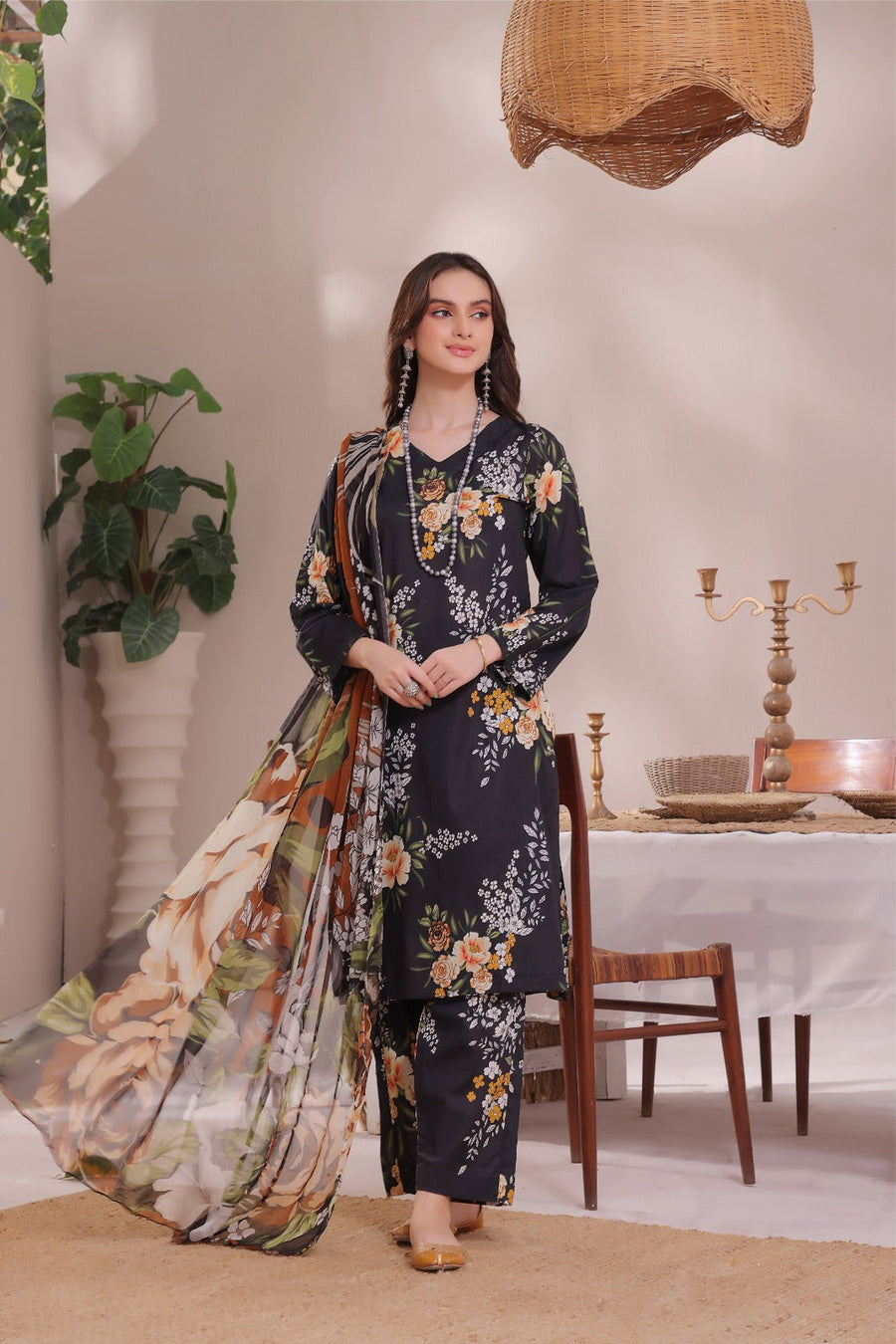 Feathers Unstitched Digital Printed Premium Lawn 3Pc Suit MEIN-FT279