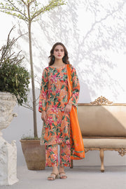 Feathers Unstitched Digital Printed Premium Lawn 3Pc Suit LINDA-FT348
