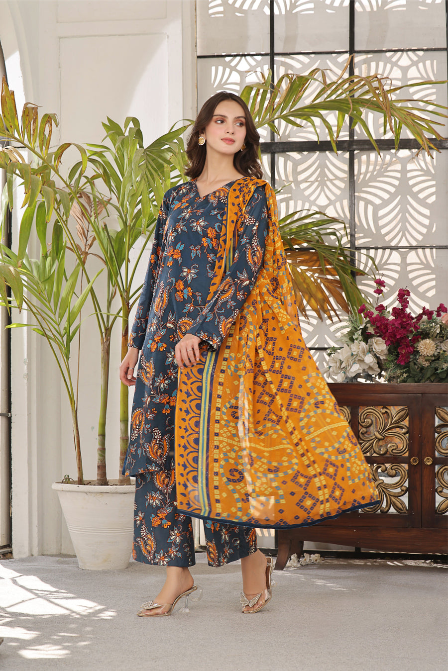 Feathers Unstitched Digital Printed Premium Lawn 3Pc Suit STASEY-FT353