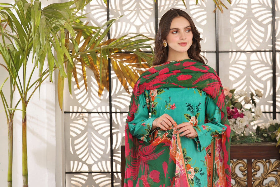 Feathers Unstitched Digital Printed Premium Lawn 3Pc Suit SHUE-FT354