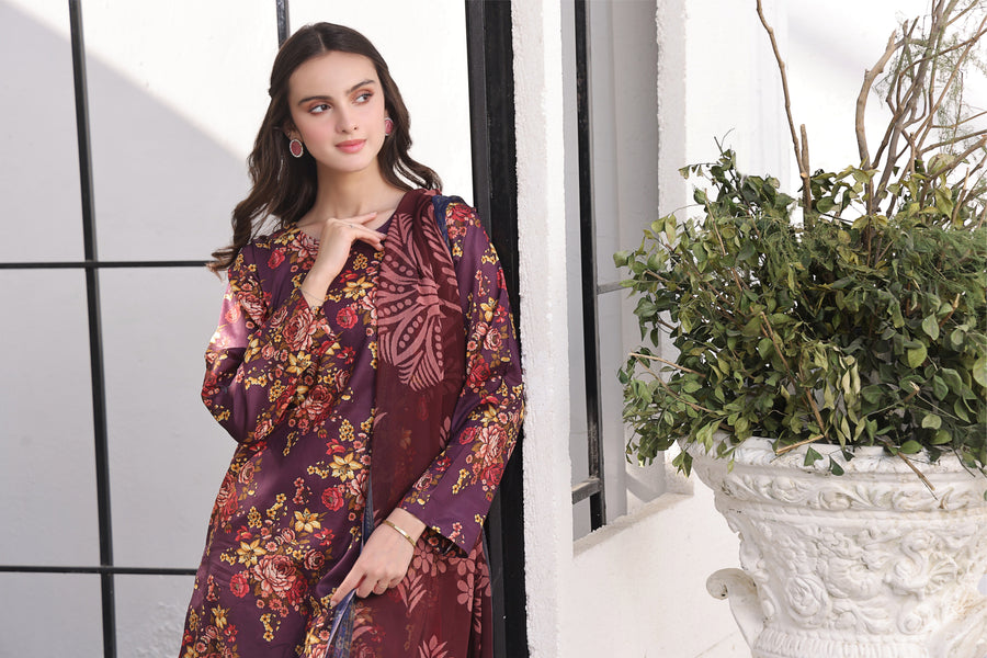 Feathers Unstitched Digital Printed Premium Lawn 3Pc Suit MAISIE-FT359