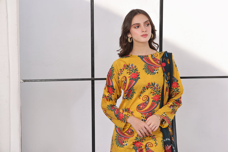 Feathers Unstitched Digital Printed Premium Lawn 3Pc Suit MISANDEI-FT361