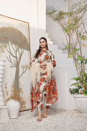 Feathers Unstitched Digital Printed Premium Lawn 3Pc Suit MARIGOLD-FT376