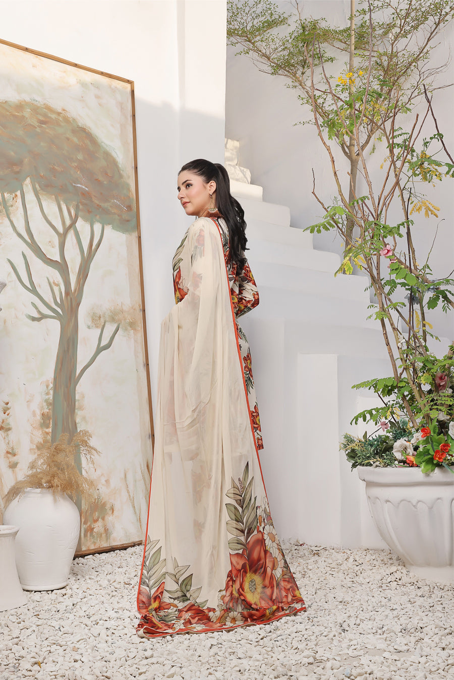Feathers Unstitched Digital Printed Premium Lawn 3Pc Suit MARIGOLD-FT376