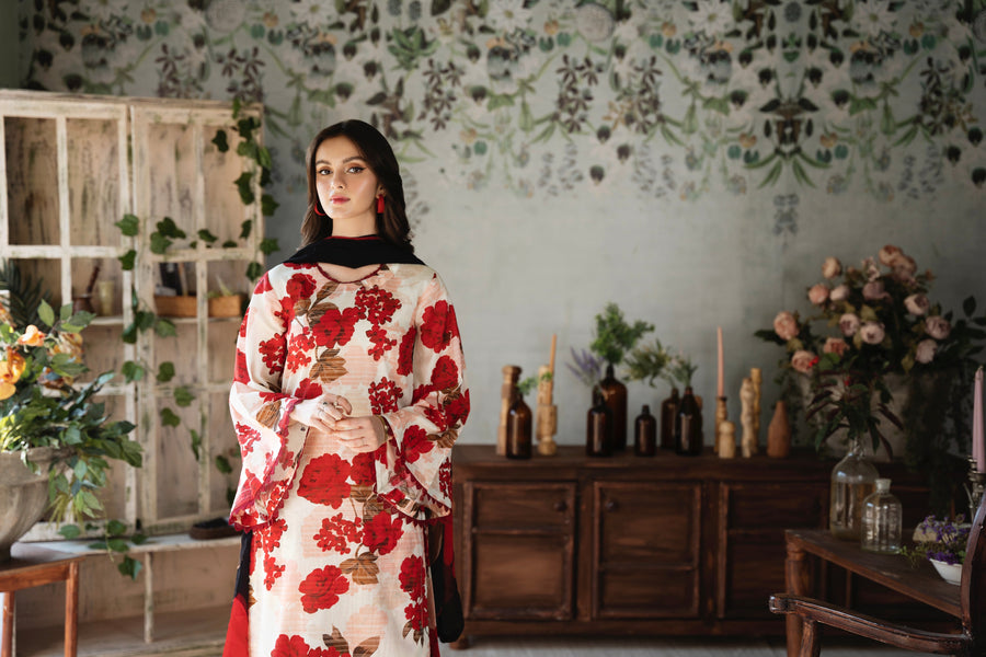 Feathers Chic Bella Unstitched Printed Lawn 3Pc Suit Secret Garden-FT388