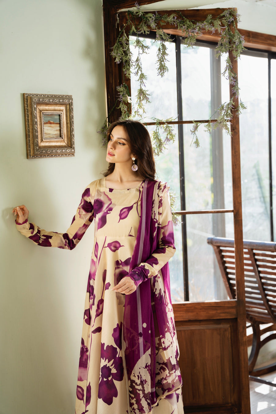 Feathers Chic Bella Unstitched Printed Lawn 3Pc Suit Nuage-FT391