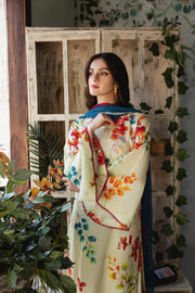 Feathers Chic Bella Unstitched Printed Lawn 3Pc Suit LIME-FT398