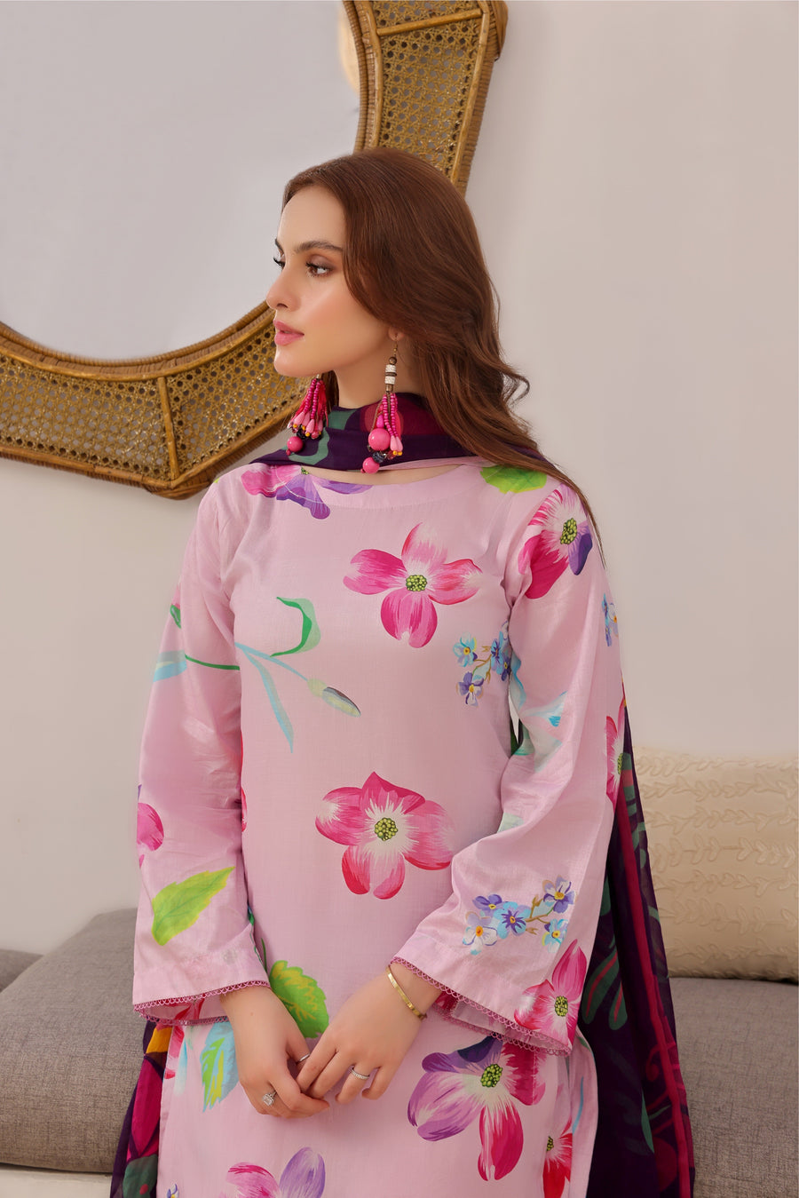 Feathers Sunset Soiree Unstitched Printed Lawn 3Pc Suit SEZANE-FT401