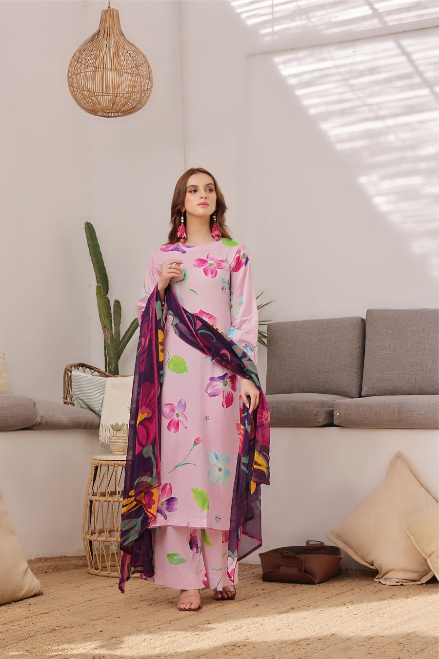Feathers Sunset Soiree Unstitched Printed Lawn 3Pc Suit SEZANE-FT401