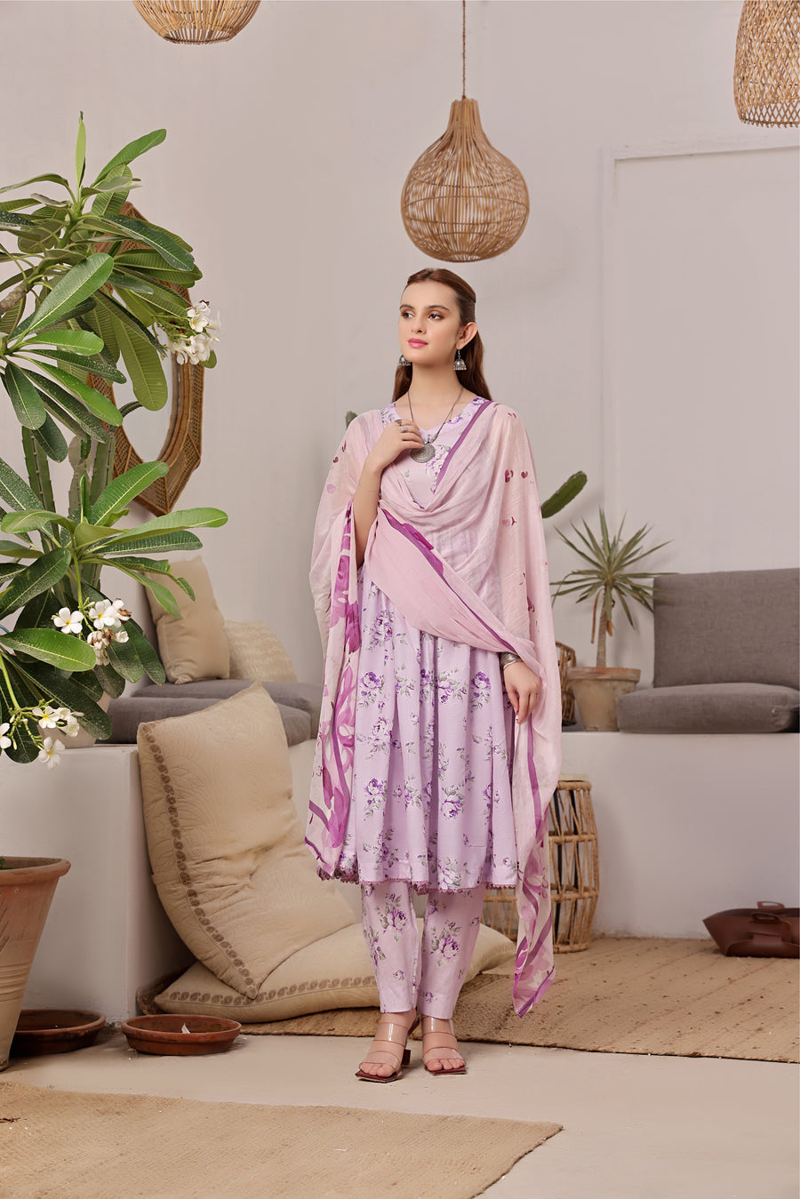 Feathers Sunset Soiree Unstitched Printed Lawn 3Pc Suit WISTERIA-FT408
