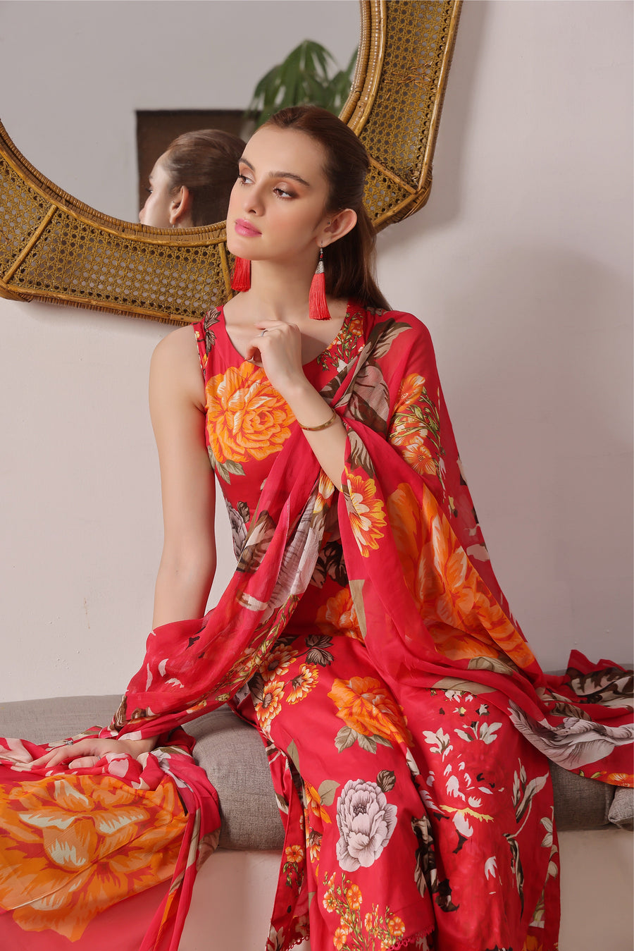 Feathers Sunset Soiree Unstitched Printed Lawn 3Pc Suit NANCY-FT412