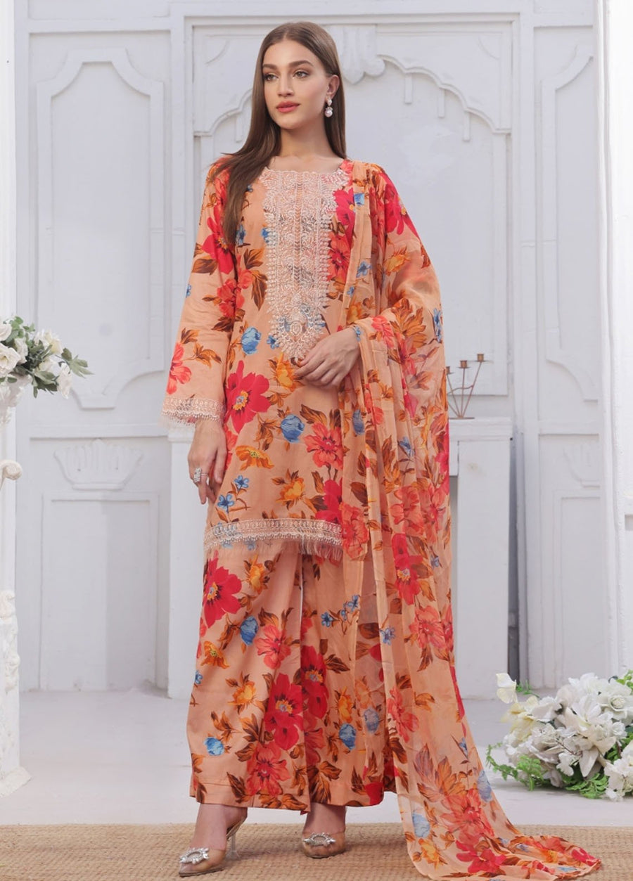 Feathers Midnight Murmurs Unstitched Lawn 3Pc Suit FAYLIN-FT479