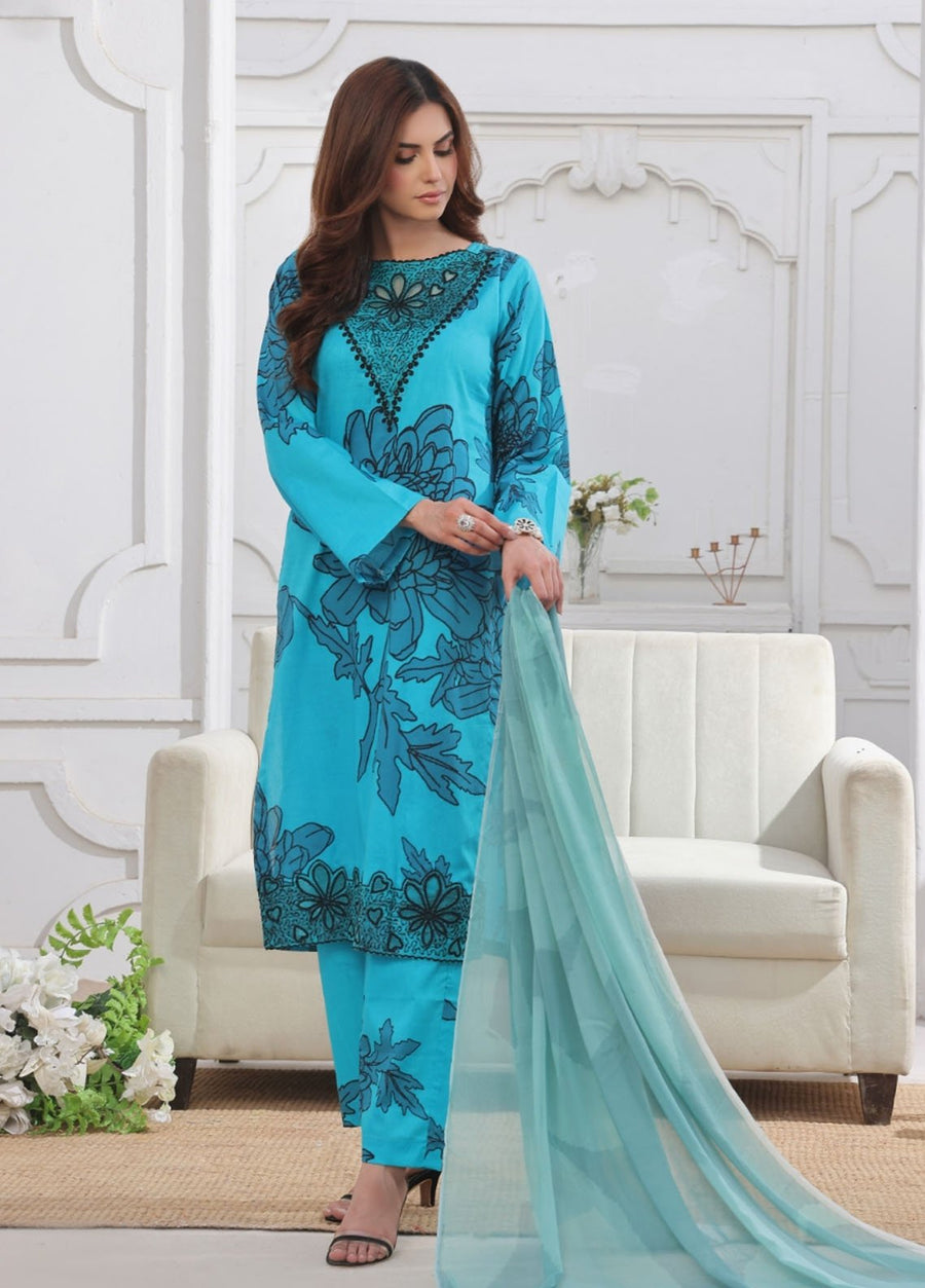 Feathers Midnight Murmurs Unstitched Lawn 3Pc Suit TWINKLE-FT480