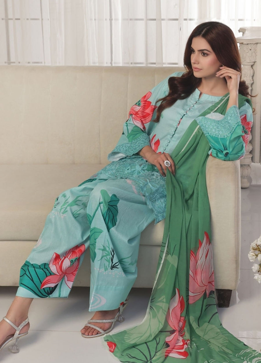 Feathers Midnight Murmurs Unstitched Lawn 3Pc Suit SKYLOR-FT481