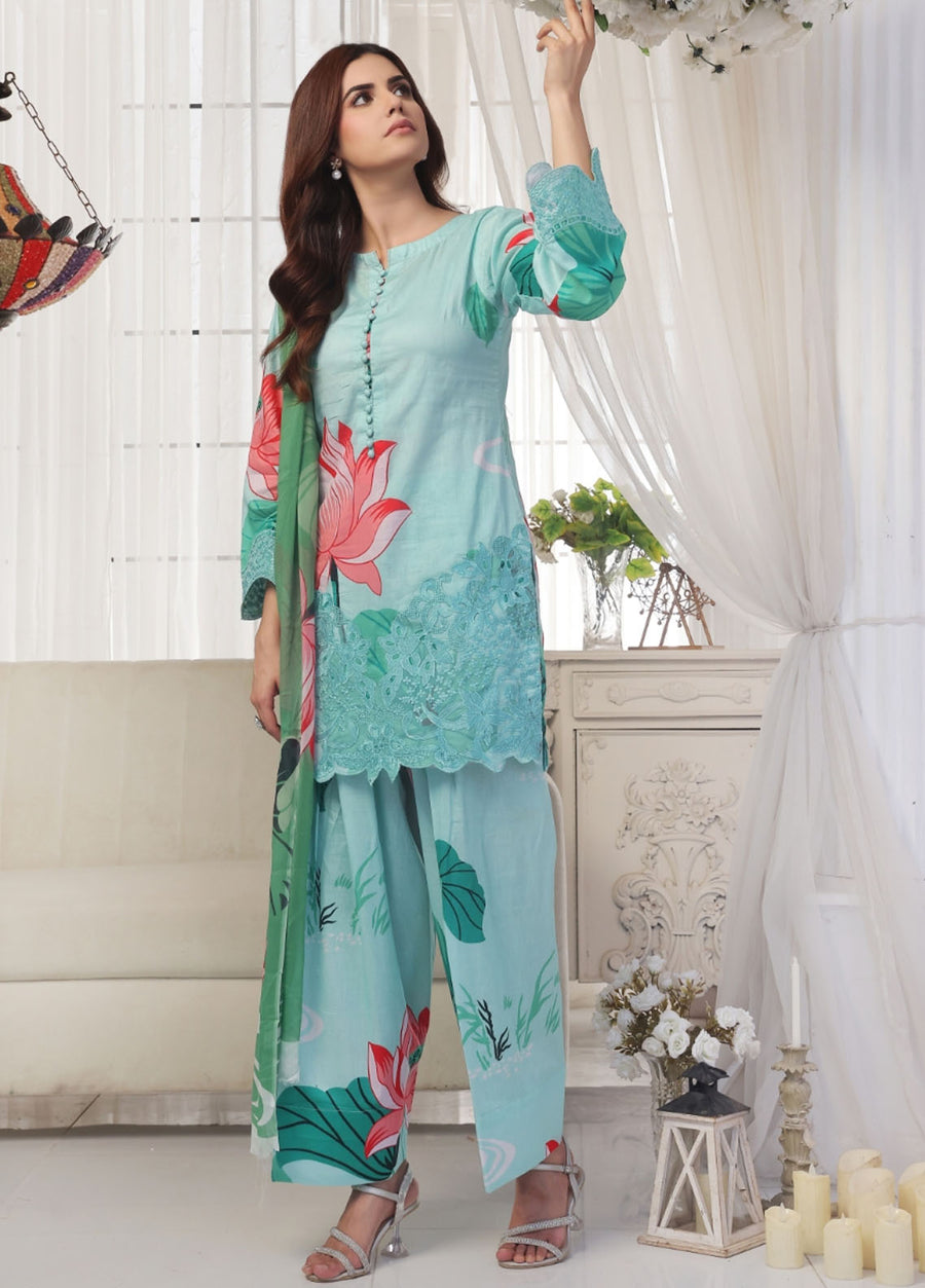 Feathers Midnight Murmurs Unstitched Lawn 3Pc Suit SKYLOR-FT481