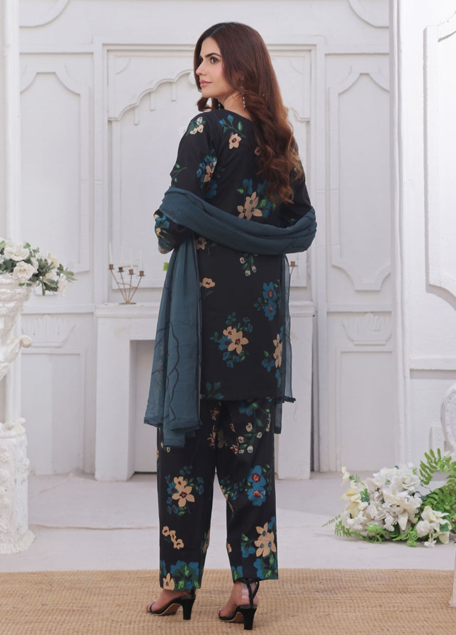 Feathers Midnight Murmurs Unstitched Lawn 3Pc Suit AVENOR-FT482