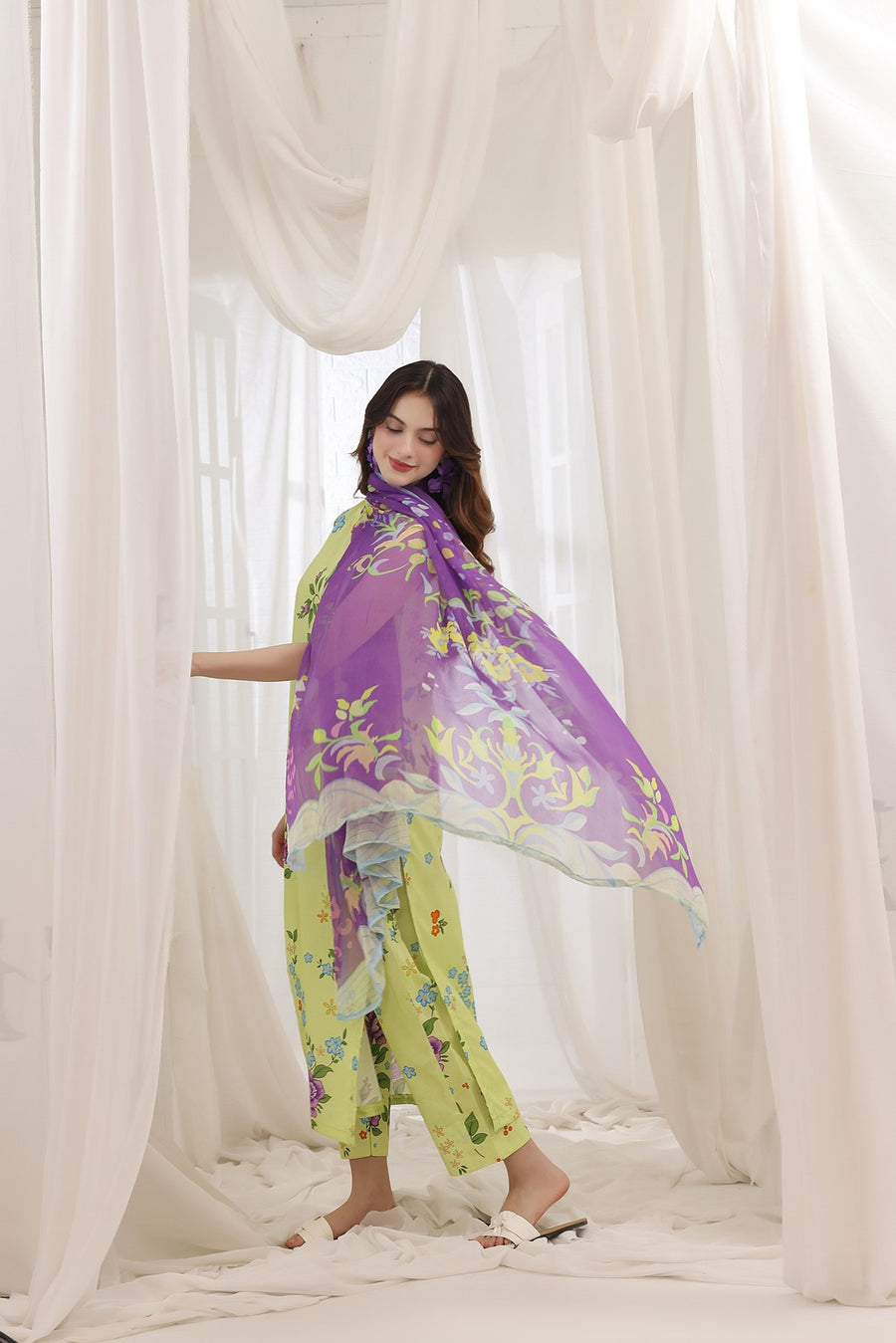 Feathers Premium House of Petals Unstitched Lawn 3Pc Suit Periwinkle Piece-FT742