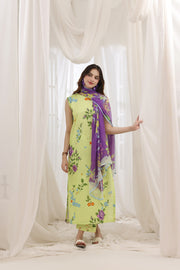 Feathers Premium House of Petals Unstitched Lawn 3Pc Suit Periwinkle Piece-FT742