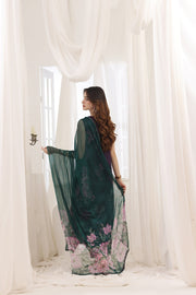 Feathers Premium House of Petals Unstitched Lawn 3Pc Suit Magenta Matrix-FT743