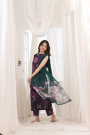 Feathers Premium House of Petals Unstitched Lawn 3Pc Suit Magenta Matrix-FT743