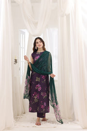 Feathers Premium House of Petals Unstitched Lawn 3Pc Suit Magenta Matrix-FT743