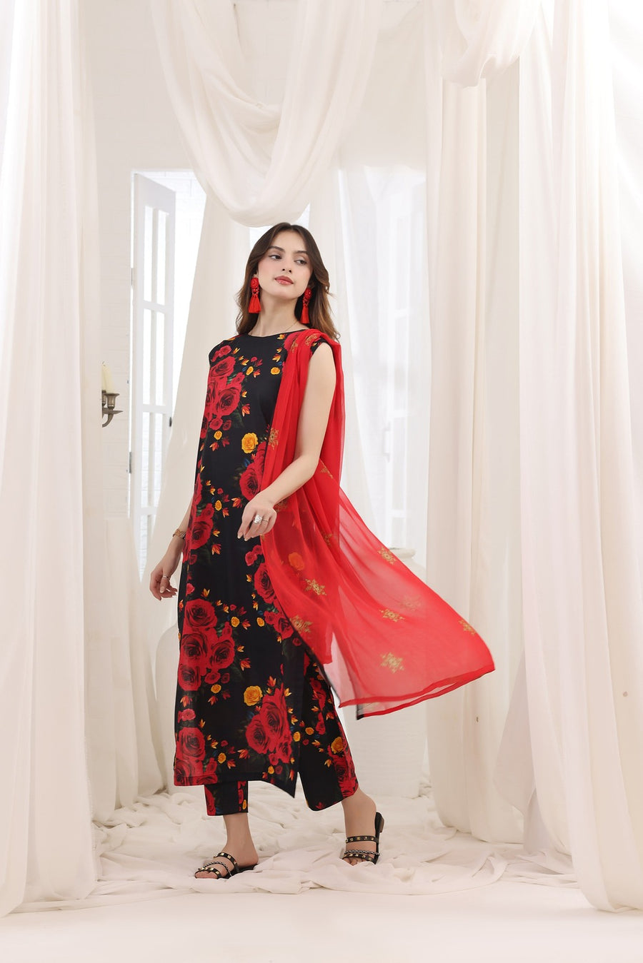 Feathers Premium House of Petals Unstitched Lawn 3Pc Suit Rhubarb Rhythm-FT744
