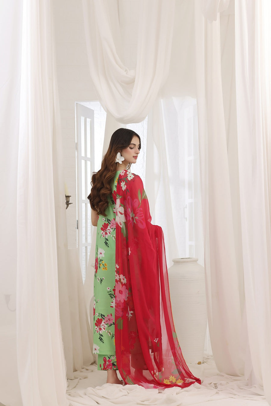 Feathers Premium House of Petals Unstitched Lawn 3Pc Suit Forest Finery-FT745