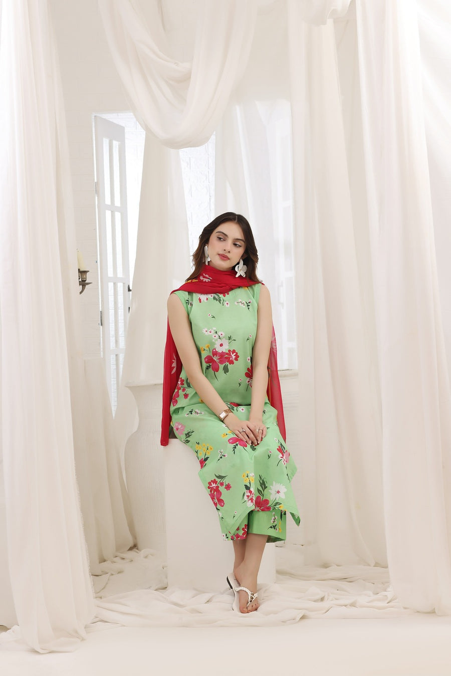 Feathers Premium House of Petals Unstitched Lawn 3Pc Suit Forest Finery-FT745