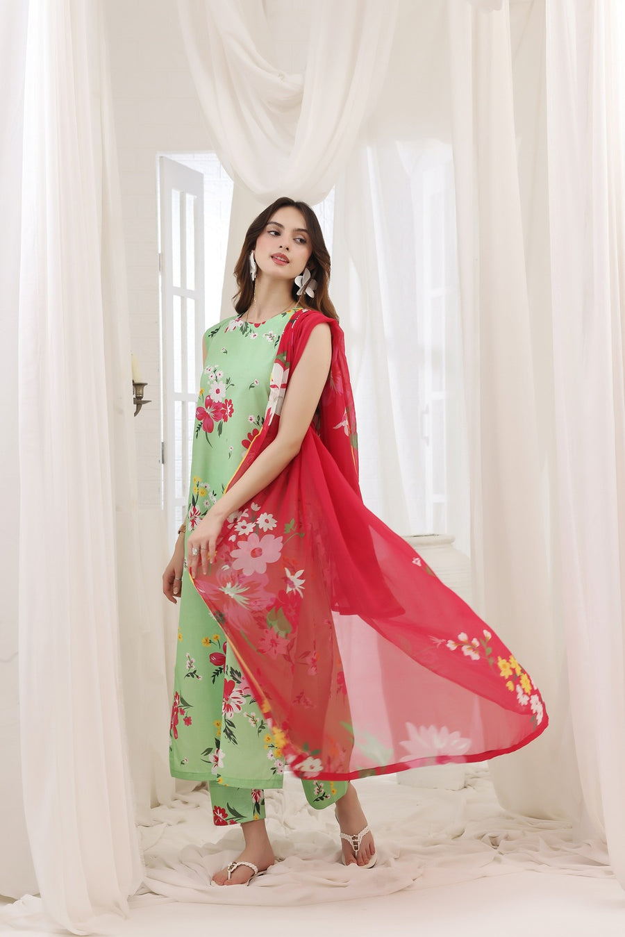 Feathers Premium House of Petals Unstitched Lawn 3Pc Suit Forest Finery-FT745