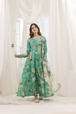 Feathers Premium House of Petals Unstitched Lawn 3Pc Suit Turquoise Twilight-FT746