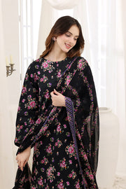 Feathers Premium House of Petals Unstitched Lawn 3Pc Suit Night Time Novelty-FT747