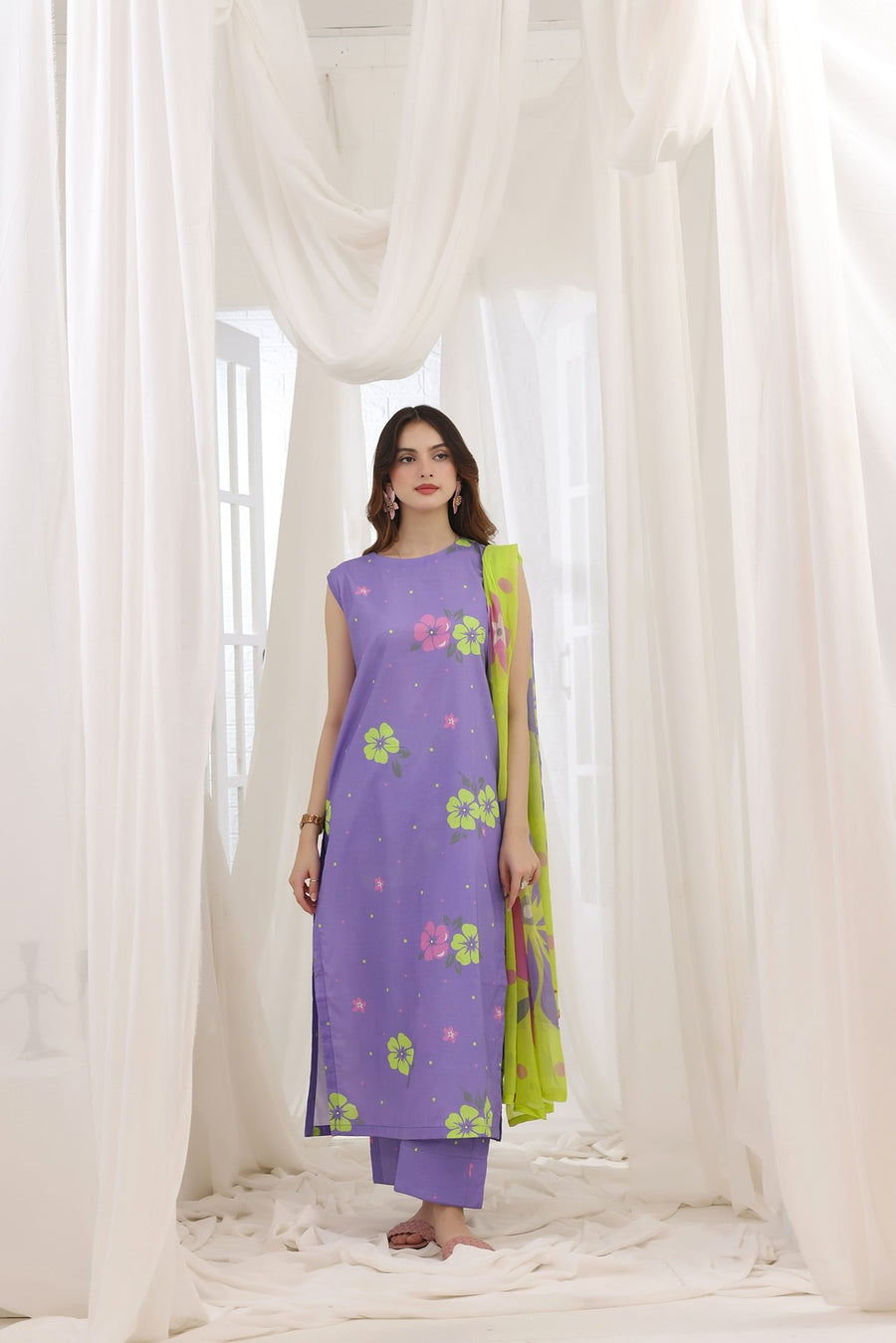 Feathers Premium House of Petals Unstitched Lawn 3Pc Suit Majestic Monolith-FT756
