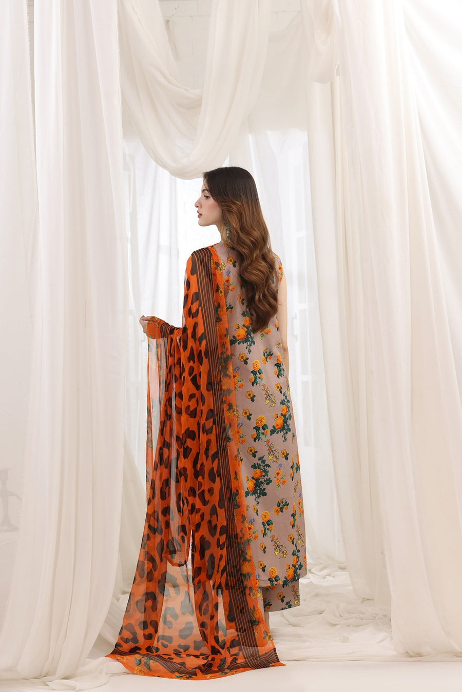 Feathers Premium House of Petals Unstitched Lawn 3Pc Suit Jaguar Journal-FT760