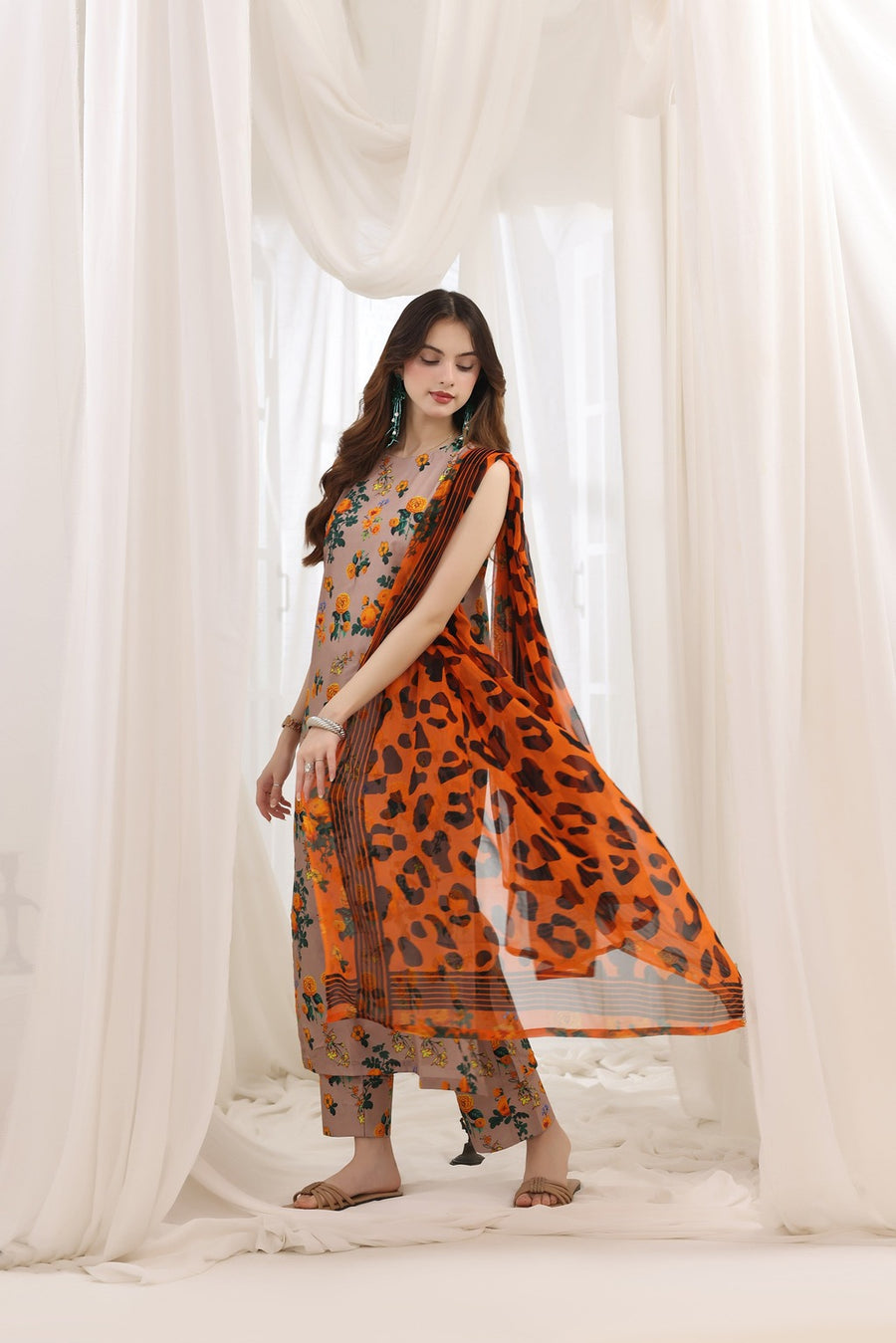 Feathers Premium House of Petals Unstitched Lawn 3Pc Suit Jaguar Journal-FT760