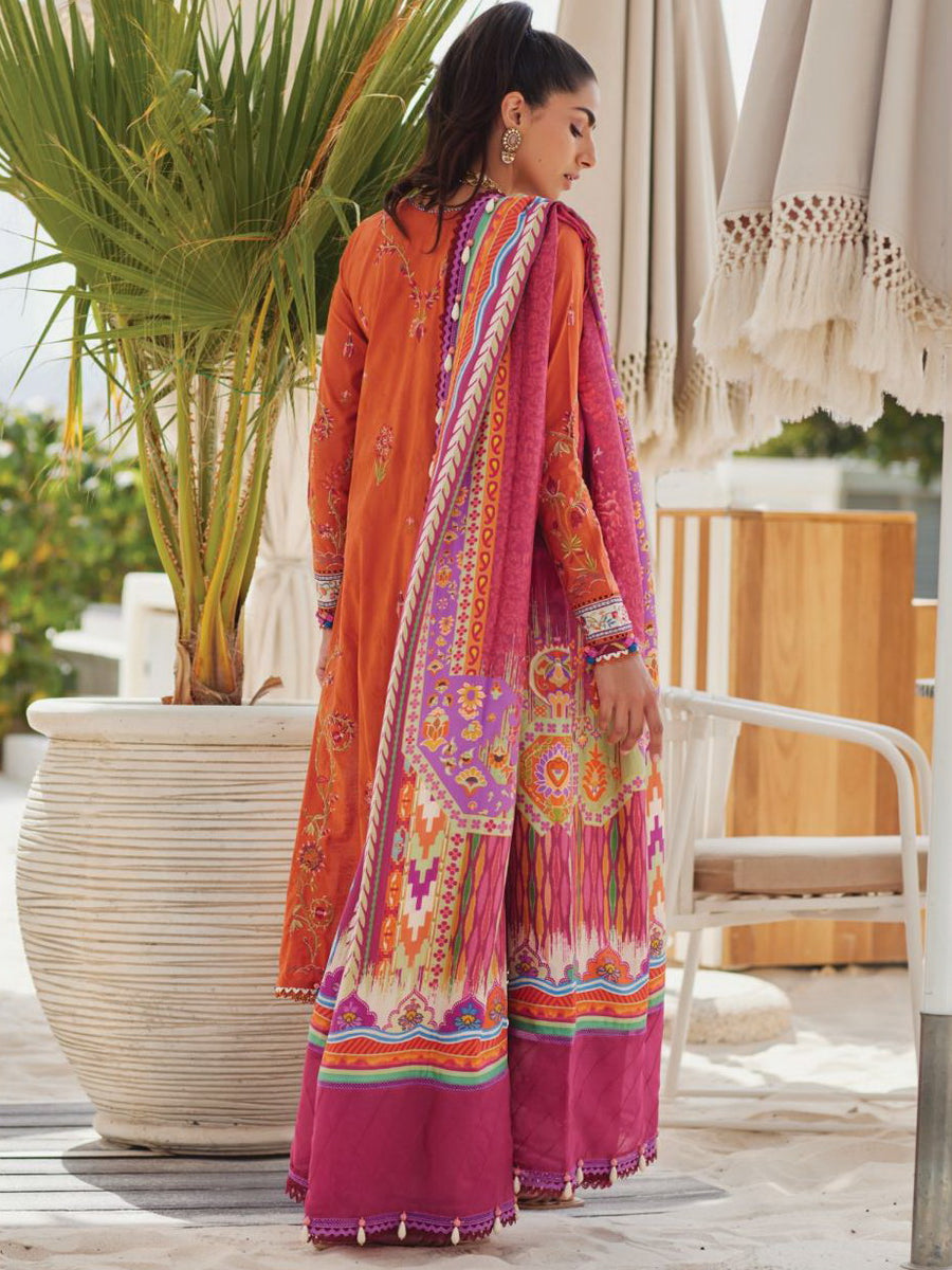 Farah Talib Aziz WES Embroidered Lawn Unstitched 3Pc Suit FTA-01 RITA RUST