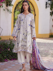 Farah Talib Aziz Embroidered Lawn Unstitched 3Pc Suit FTA-01 Evita Ivory