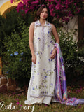 Farah Talib Aziz Embroidered Lawn Unstitched 3Pc Suit FTA-01 Evita Ivory