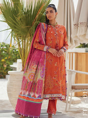 Farah Talib Aziz WES Embroidered Lawn Unstitched 3Pc Suit FTA-01 RITA RUST