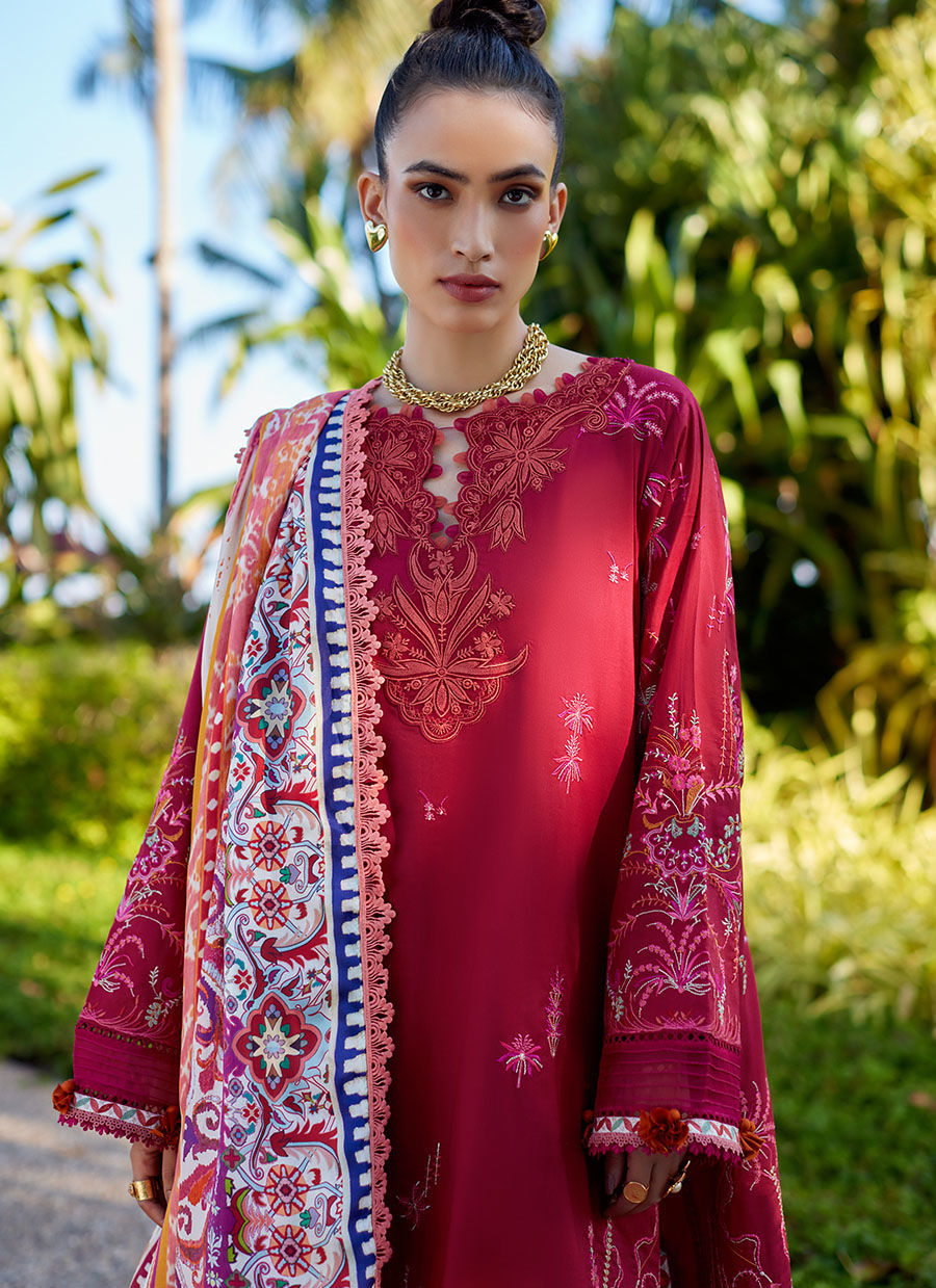Suay by Farah Talib Aziz Embroidered Lawn Unstitched 3Pc Suit FTA-02 Enzo Red