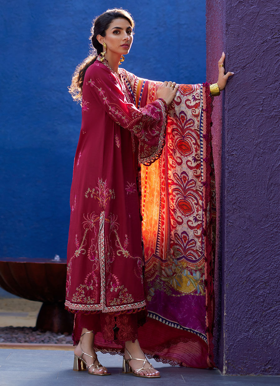 Suay by Farah Talib Aziz Embroidered Lawn Unstitched 3Pc Suit FTA-02 Enzo Red