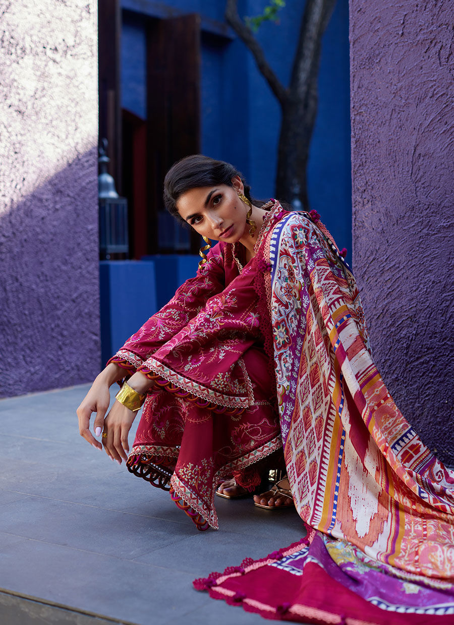Suay by Farah Talib Aziz Embroidered Lawn Unstitched 3Pc Suit FTA-02 Enzo Red