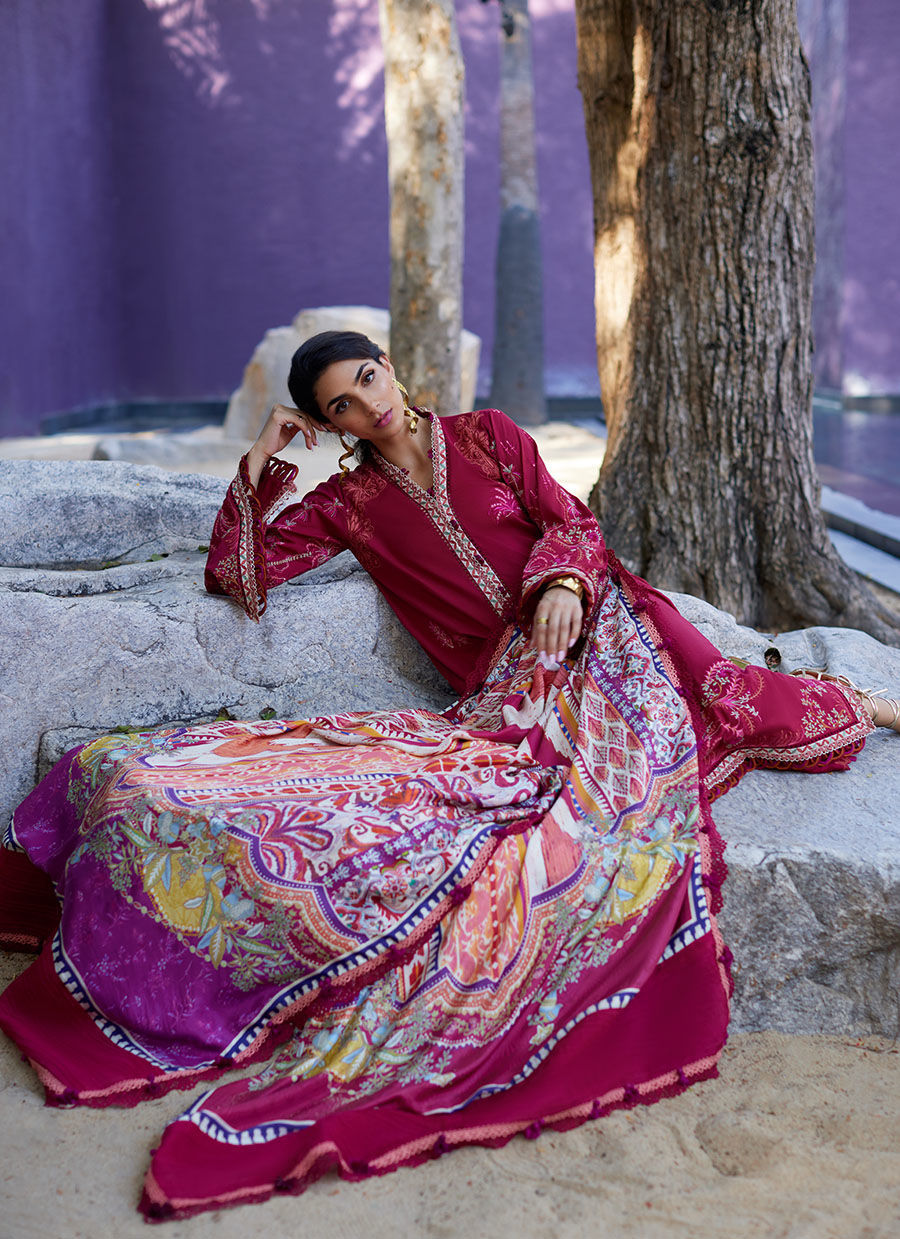 Suay by Farah Talib Aziz Embroidered Lawn Unstitched 3Pc Suit FTA-02 Enzo Red