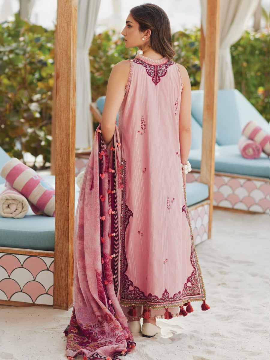 Farah Talib Aziz WES Embroidered Lawn Unstitched 3Pc Suit FTA-03 PRICSILLA TEA PINK