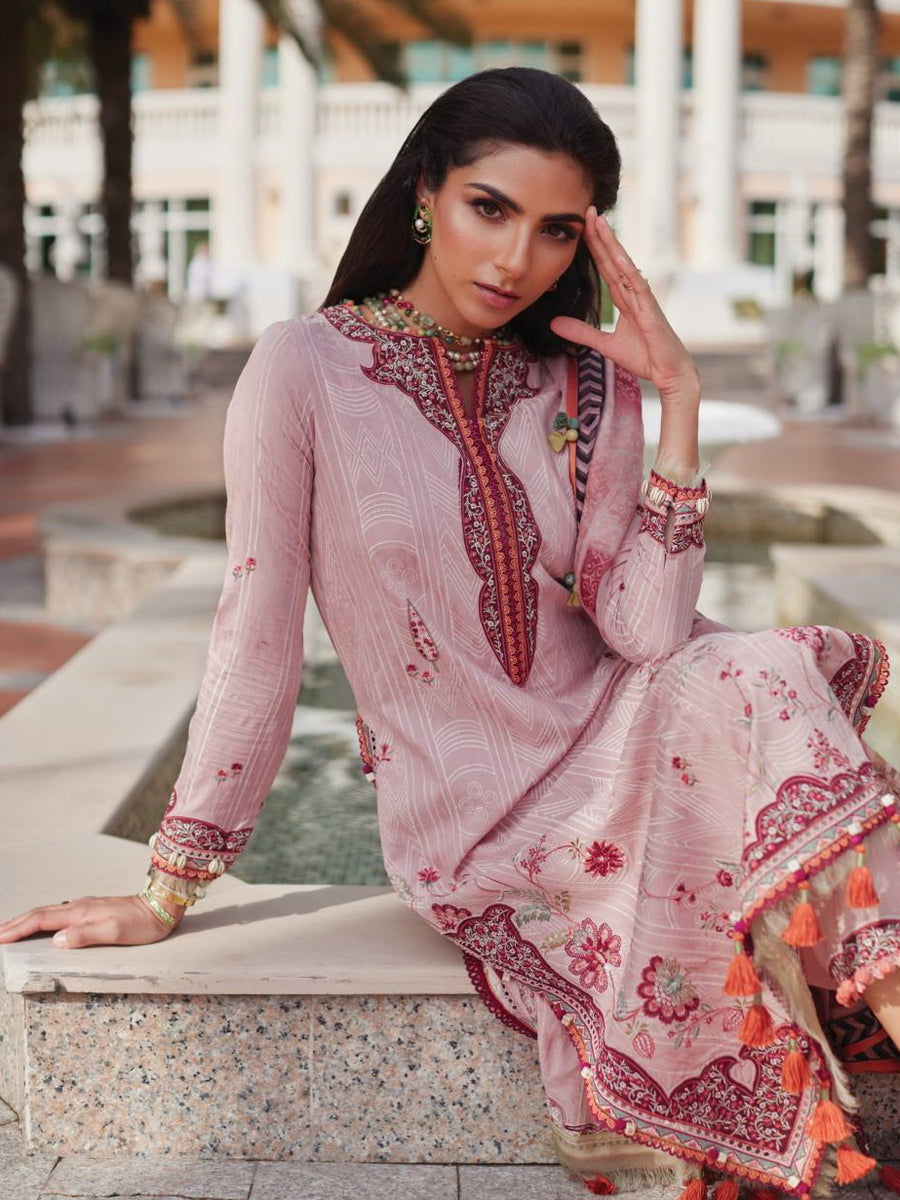 Farah Talib Aziz WES Embroidered Lawn Unstitched 3Pc Suit FTA-03 PRICSILLA TEA PINK
