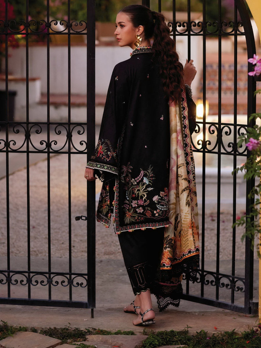 Farah Talib Aziz Embroidered Lawn Unstitched 3Pc Suit FTA-03 Blanca Black