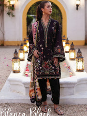 Farah Talib Aziz Embroidered Lawn Unstitched 3Pc Suit FTA-03 Blanca Black