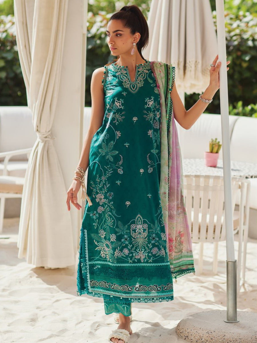 Farah Talib Aziz WES Embroidered Lawn Unstitched 3Pc Suit FTA-04 EILEEN EMERALD