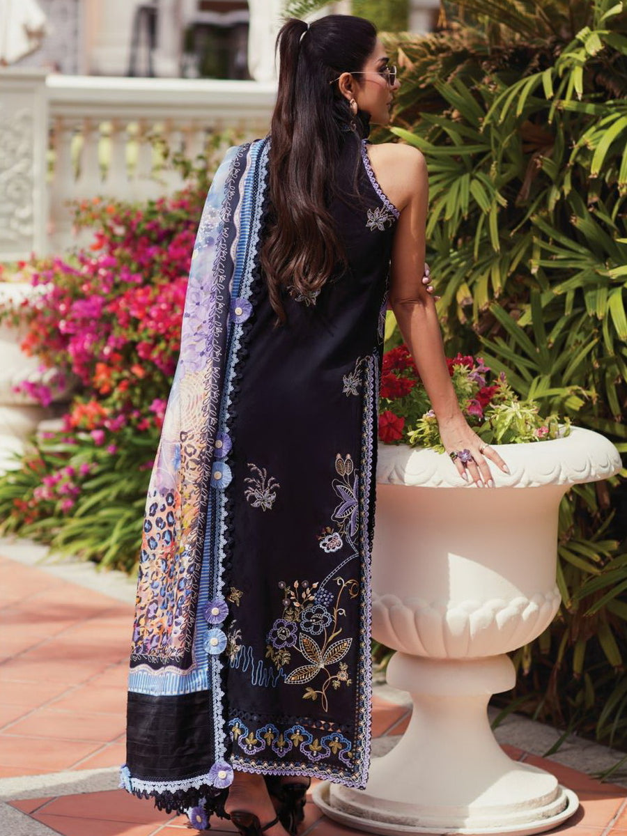 Farah Talib Aziz WES Embroidered Lawn Unstitched 3Pc Suit FTA-05 BELLE BLACK