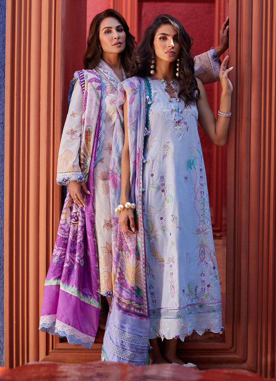 Suay by Farah Talib Aziz Embroidered Lawn Unstitched 3Pc Suit FTA-05 Miwa Ivory