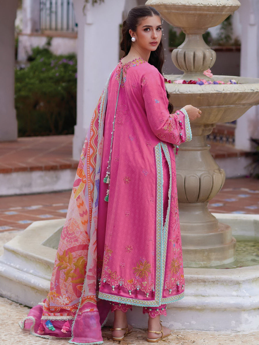 Farah Talib Aziz Embroidered Lawn Unstitched 3Pc Suit FTA-05 Palmira Pink